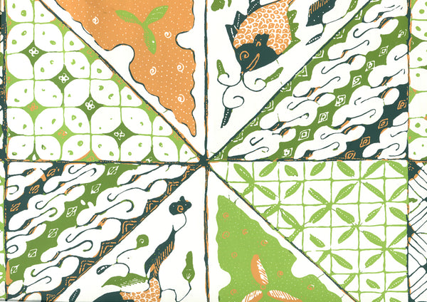 Sunnyjim Batik Multi Greens Tan Screen Printed | China Seas