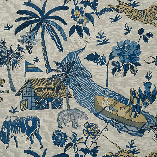 Tiger Reserve Navy - Navy Wallcovering | Thibaut