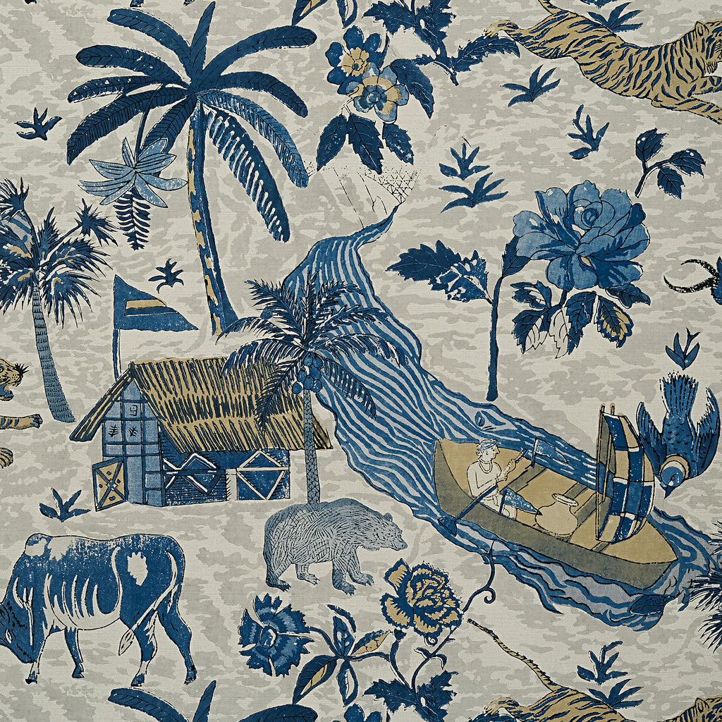 Tiger Reserve Navy - Navy Wallcovering | Thibaut