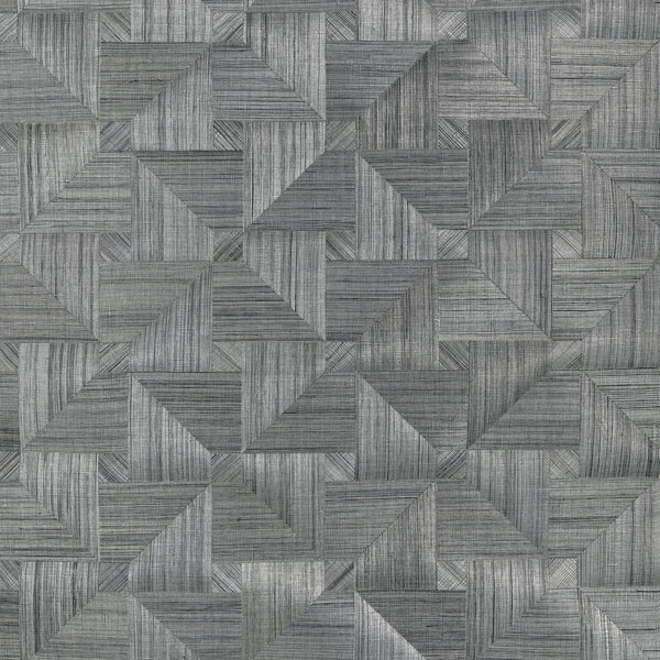 Bali Weave, Black Wallcoverings | Thibaut