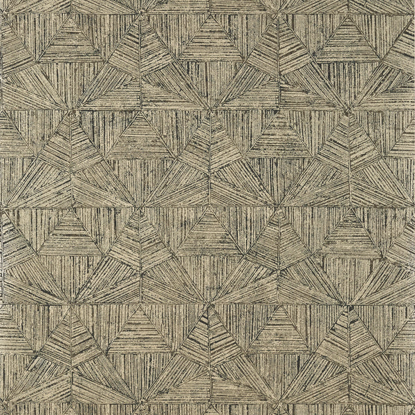 Crystalla Metallic Pewter on Black - Metallic Pewter on Black Wallcovering | Thibaut