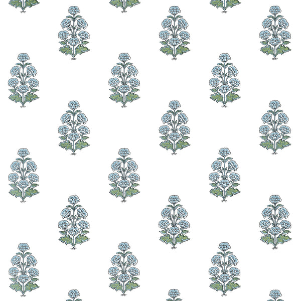 Audrey, Blue Wallcoverings | Thibaut