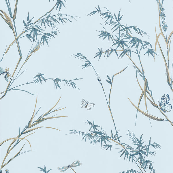 Virginia, Spa Blue Wallcoverings | Thibaut