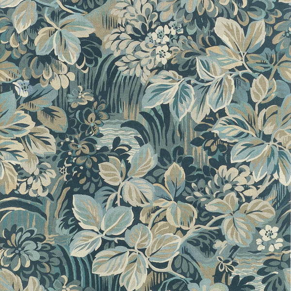 Night Garden, Spa Blue Wallcoverings | Thibaut