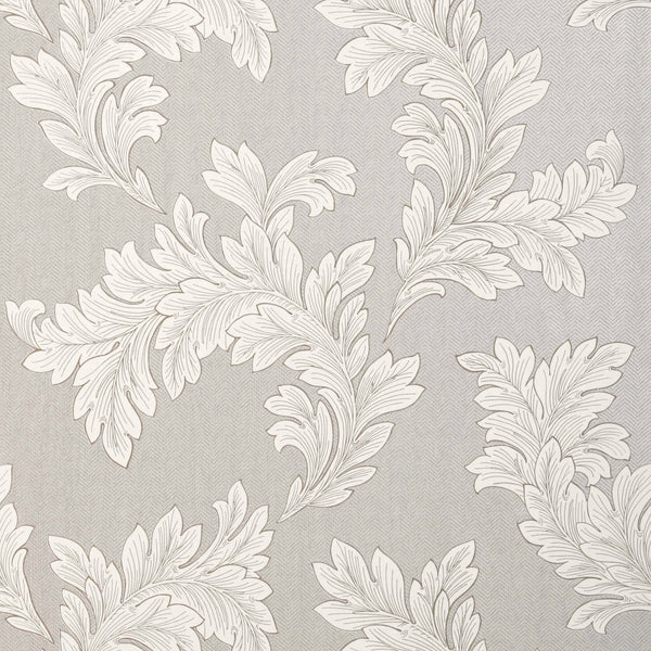 Eland Acanthus, Grey on Metallic Silver Wallcoverings | Thibaut