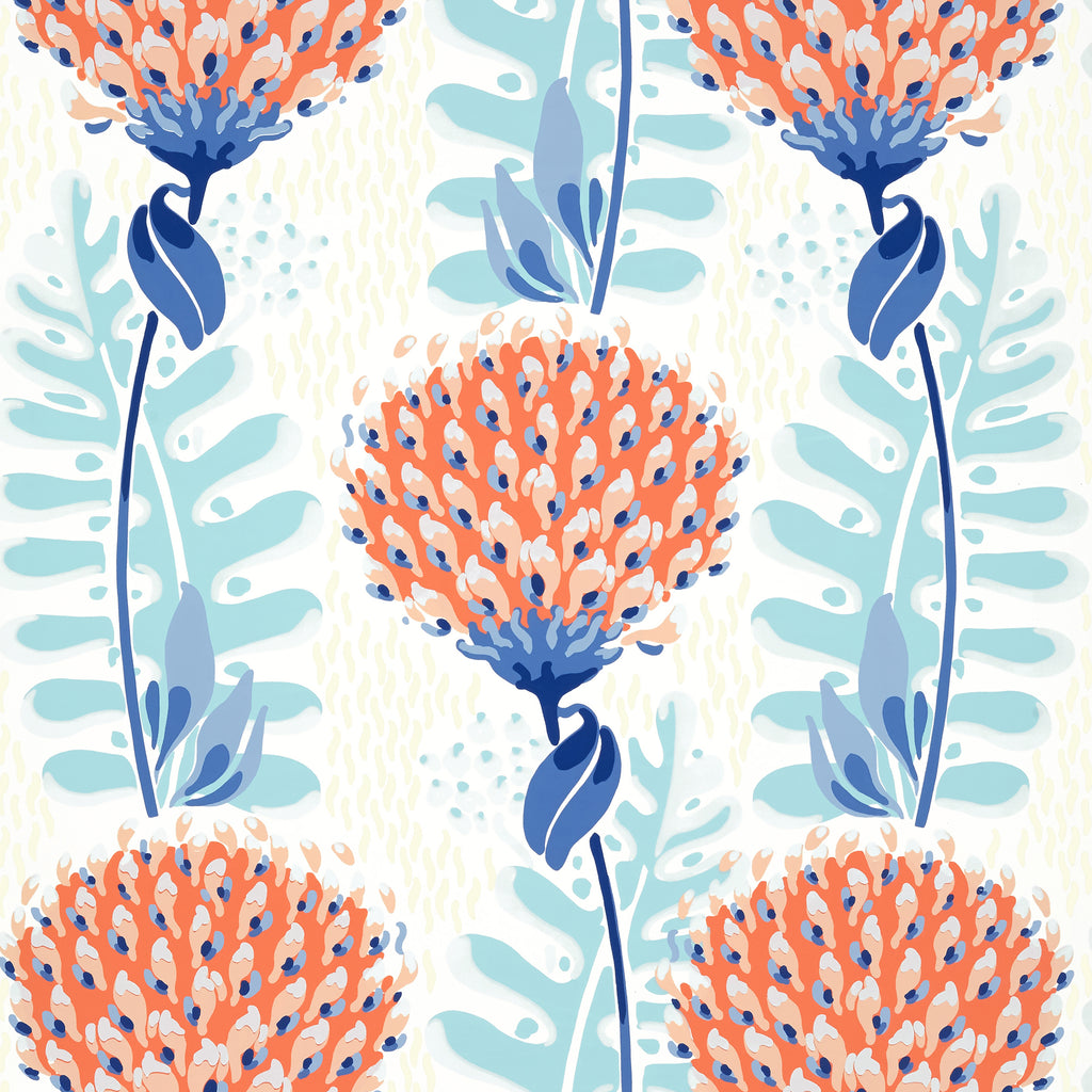 Tiverton Coral - Coral Wallcovering | Thibaut