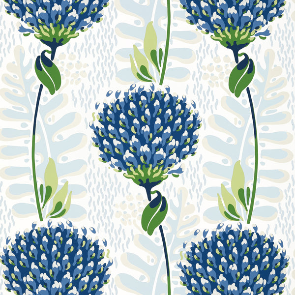 Tiverton Blue and Green - Blue and Green Wallcovering | Thibaut
