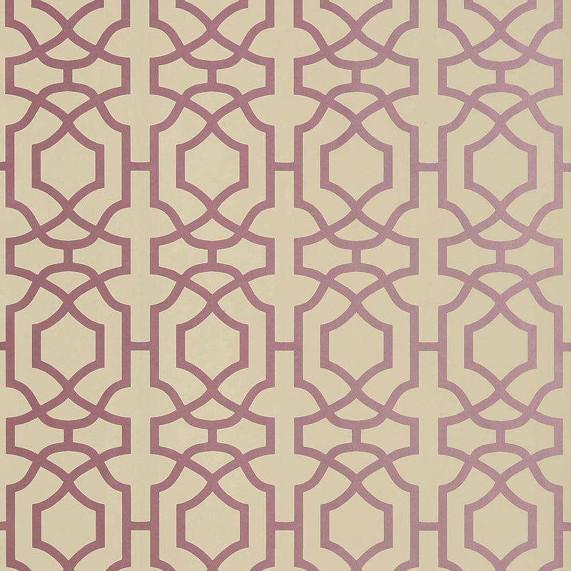 Alston Trellis, Metallic Plum on Beige