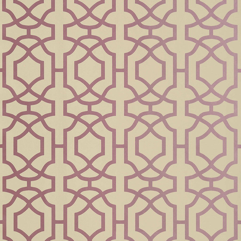 Alston Trellis, Metallic Plum on Beige