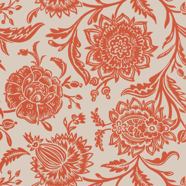 Rivera, Coral on Flax Wallcoverings | Thibaut