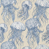 Jelly Fish Bloom, Blue and Beige