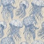 Jelly Fish Bloom, Blue and Beige