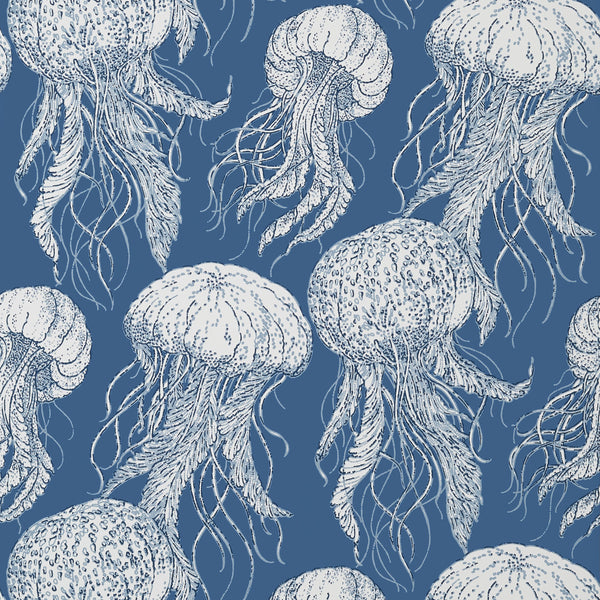 Jelly Fish Bloom, Navy Wallcoverings | Thibaut