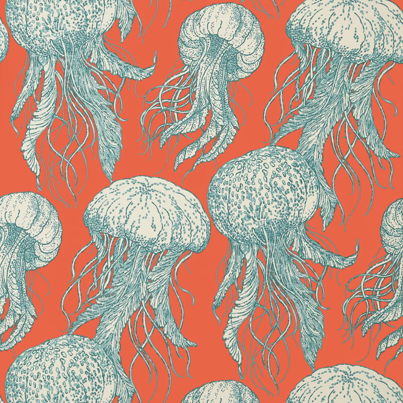 Jelly Fish Bloom, Coral and Turquoise