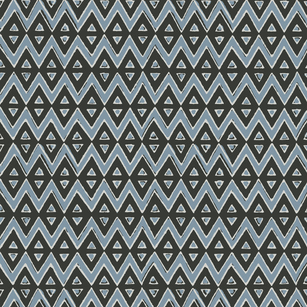 Tiburon, Black and Mineral Blue Wallcoverings | Thibaut