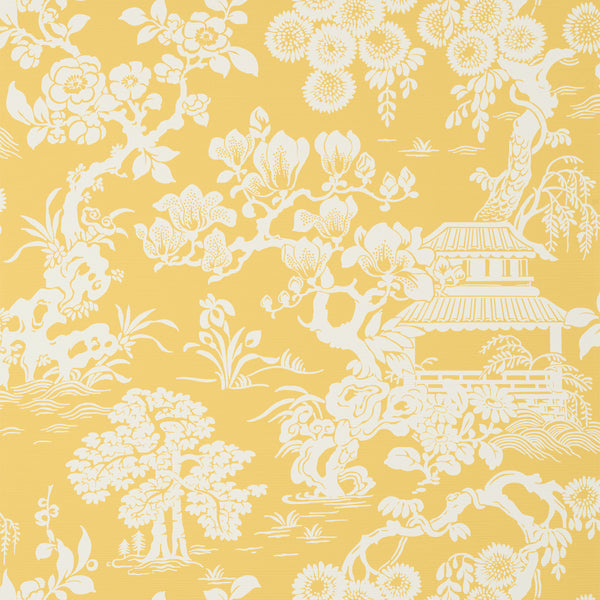 Japanese Garden Yellow - Golden Yellow Wallcovering | Thibaut