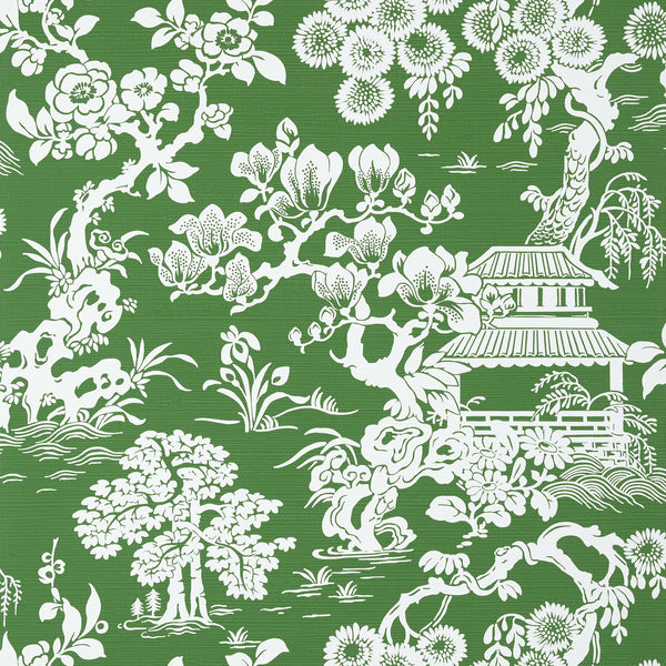Japanese Garden Emerald - Emerald Wallcovering | Thibaut