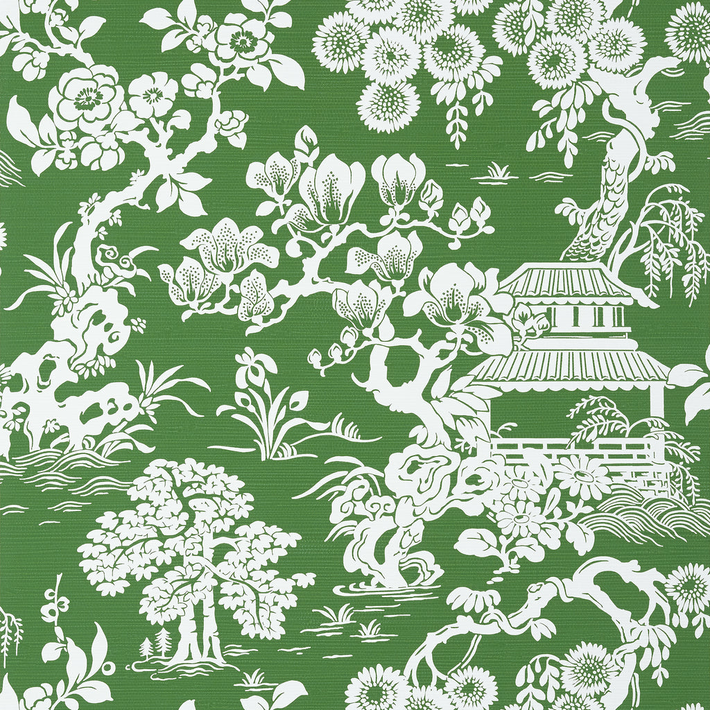 Japanese Garden Emerald - Emerald Wallcovering | Thibaut