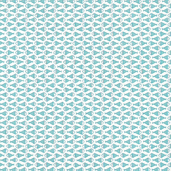Pisces Turquoise - Turquoise Wallcovering | Thibaut