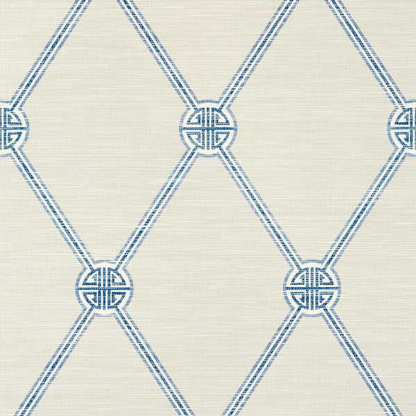 Turnberry Trellis Beige and Blue - Ivory Wallcovering | Thibaut