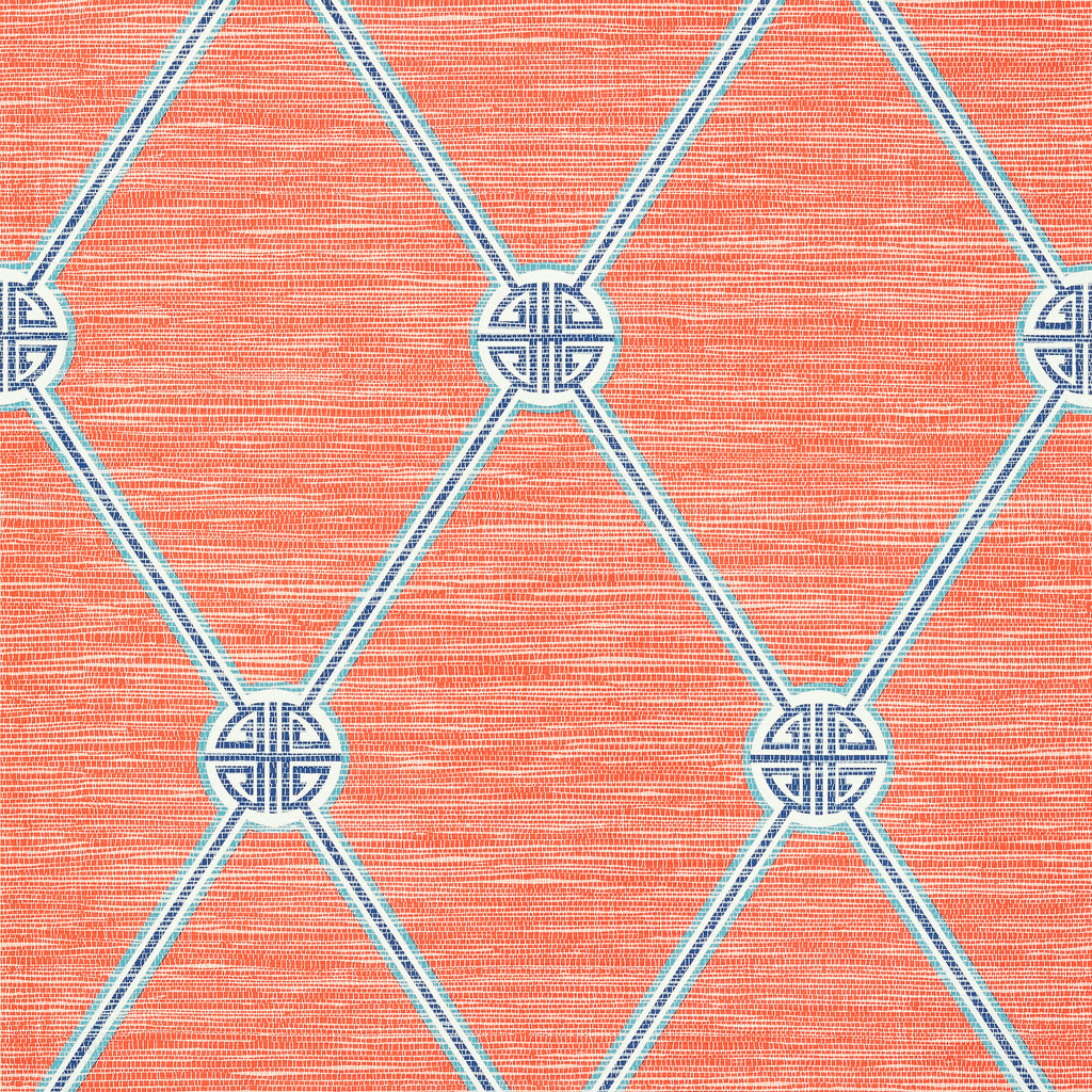 Turnberry Trellis Coral - Coral Natural Wallcovering | Thibaut
