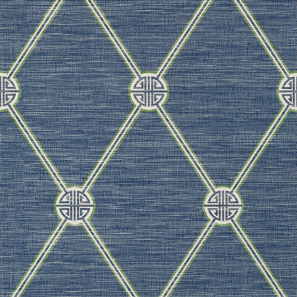 Turnberry Trellis Navy - Navy Wallcovering | Thibaut