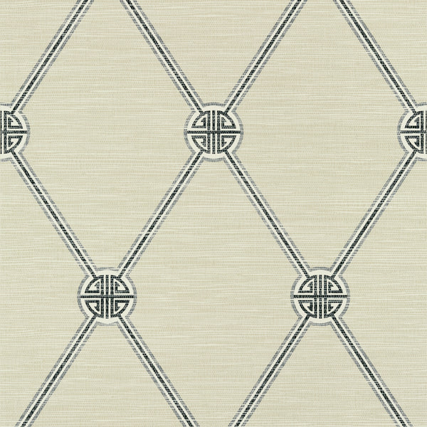 Turnberry Trellis Charcoal - Charcoal Natural Wallcovering | Thibaut