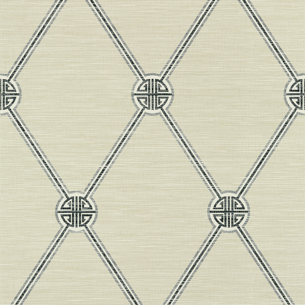 Turnberry Trellis Charcoal - Charcoal Natural Wallcovering | Thibaut