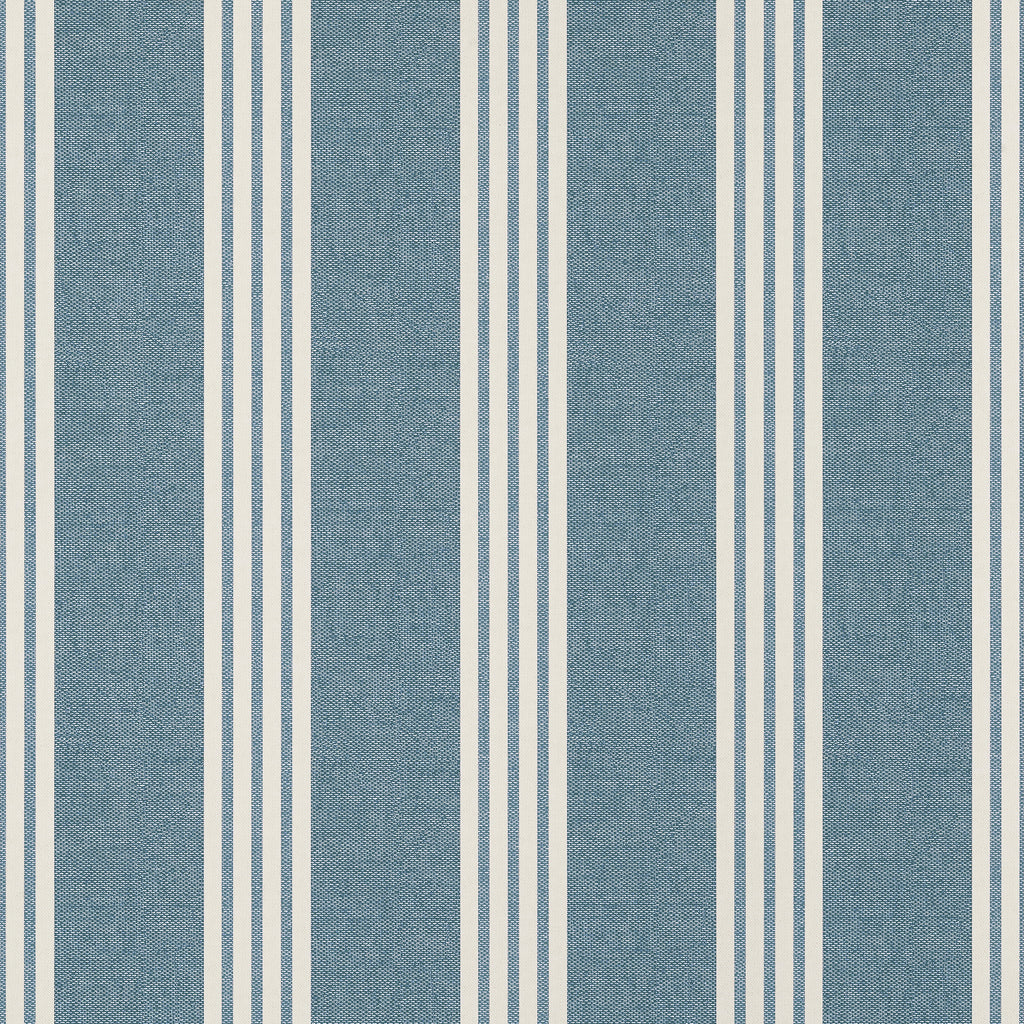 Canvas Stripe Navy - Steel Blue Wallcovering | Thibaut