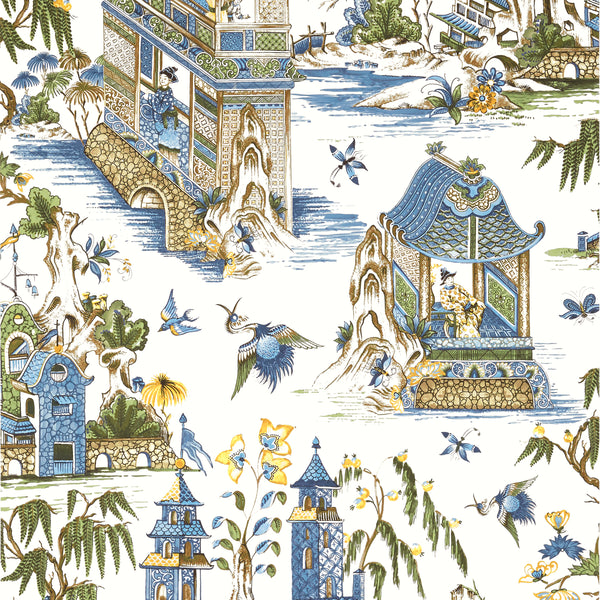 Grand Palace Blue and Green - Blue and Green Wallcovering | Thibaut