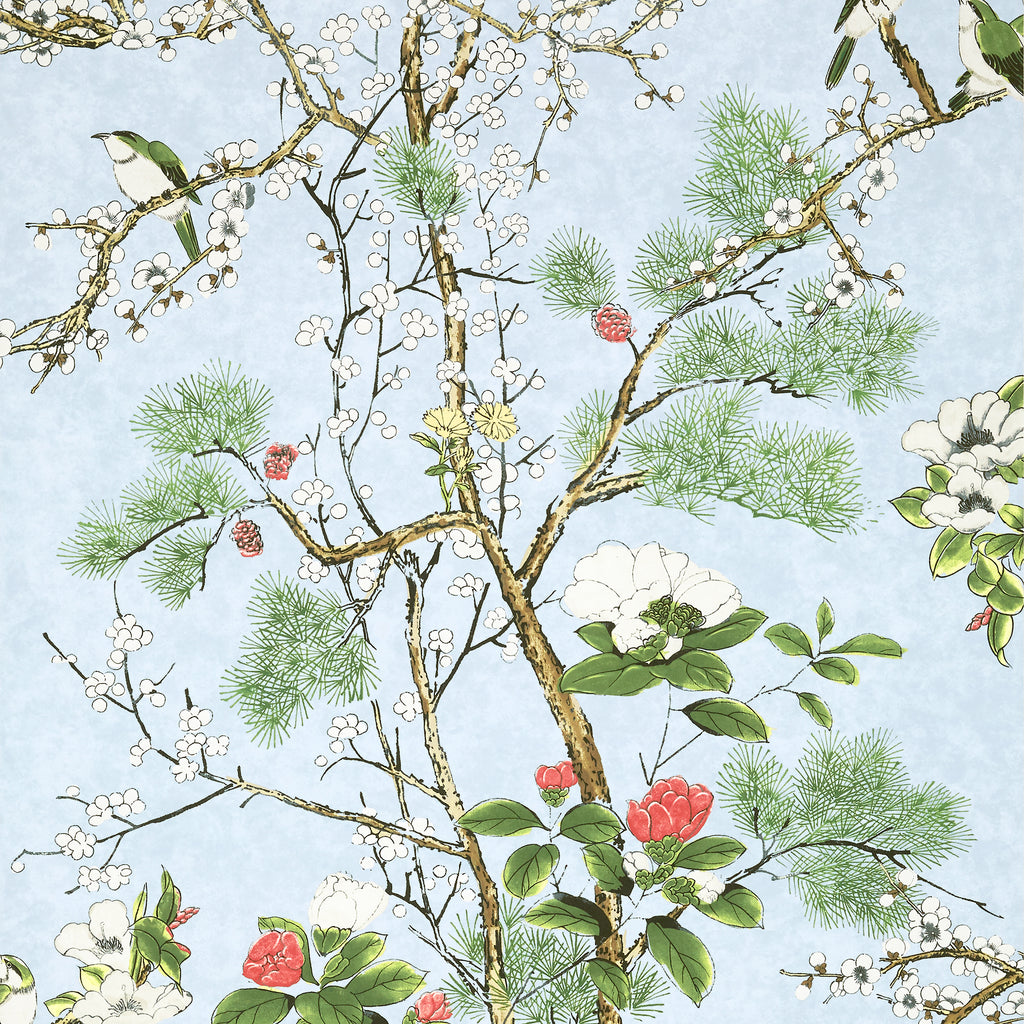 Katsura Spa Blue - Spa Blue Wallcovering | Thibaut