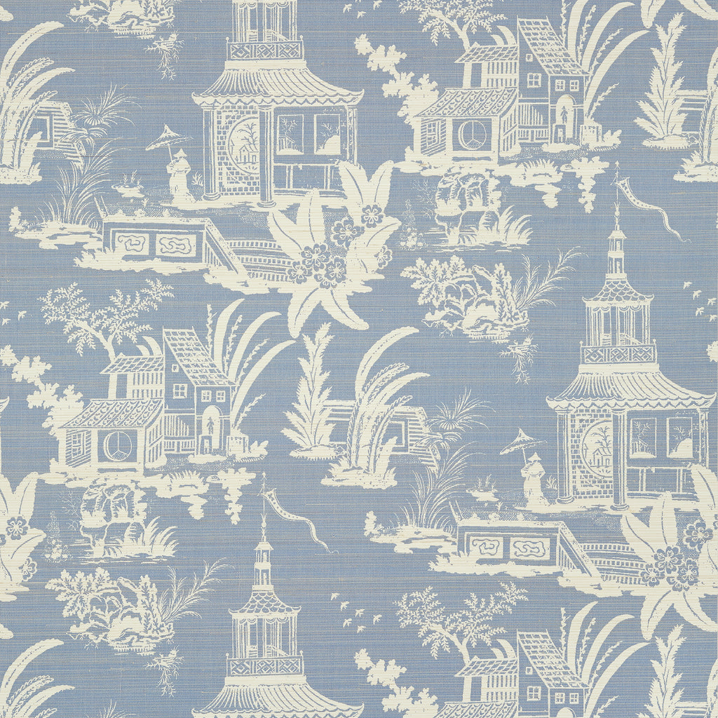 Empress Court Blue - Blue Wallcovering | Thibaut