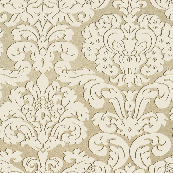Trelawny Damask, Beige Wallcoverings | Thibaut