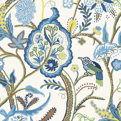 Windsor Blue and Yellow - Blue and Yellow Wallcovering | Thibaut