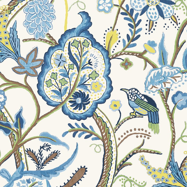Windsor Blue and Yellow - Blue and Yellow Wallcovering | Thibaut