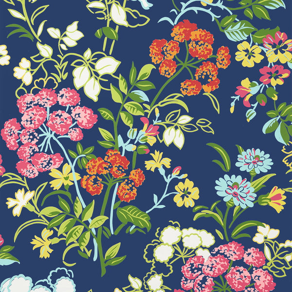 Spring Garden Navy - Navy Wallcovering | Thibaut