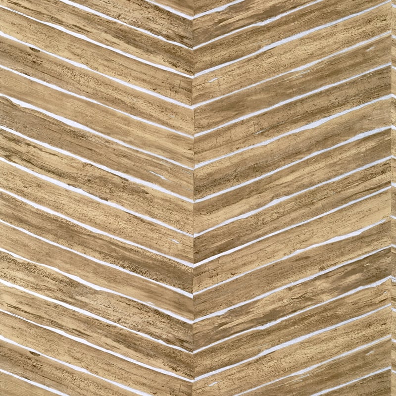 Wood Herringbone, Natural on Metallic Silver