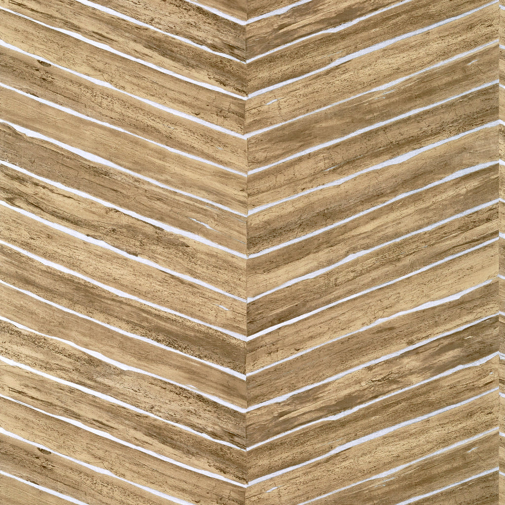 Wood Herringbone, Natural on Metallic Silver