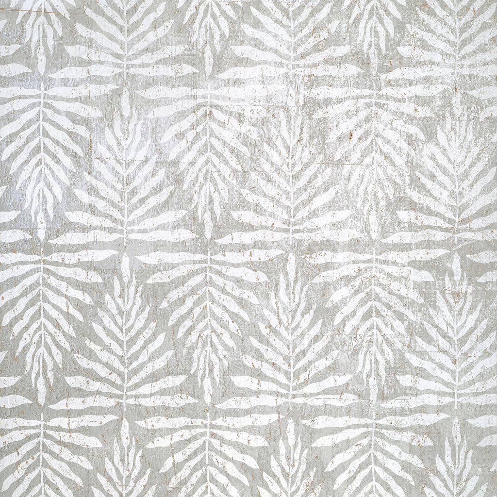 Gasparilla Metallic Silver and White - Metallic Silver and White Wallcovering | Thibaut