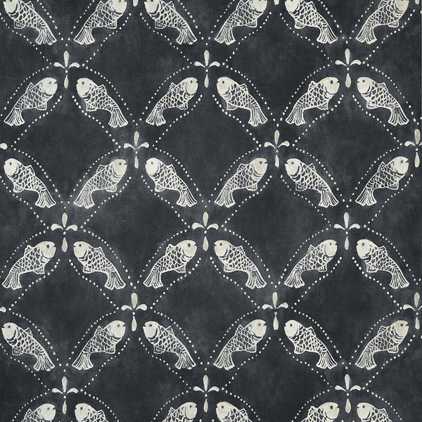 Santorini Black - Charcoal Gray Wallcovering | Thibaut