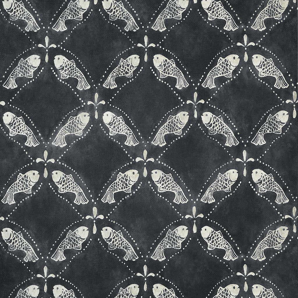 Santorini Black - Charcoal Gray Wallcovering | Thibaut