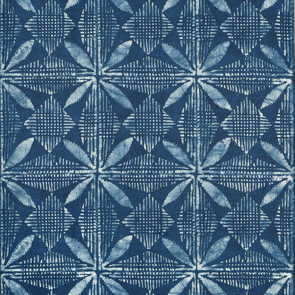 Tortuga Batik Navy - Navy Wallcovering | Thibaut