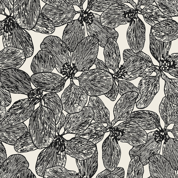Island Orchid Black and White - Black and White Wallcovering | Thibaut