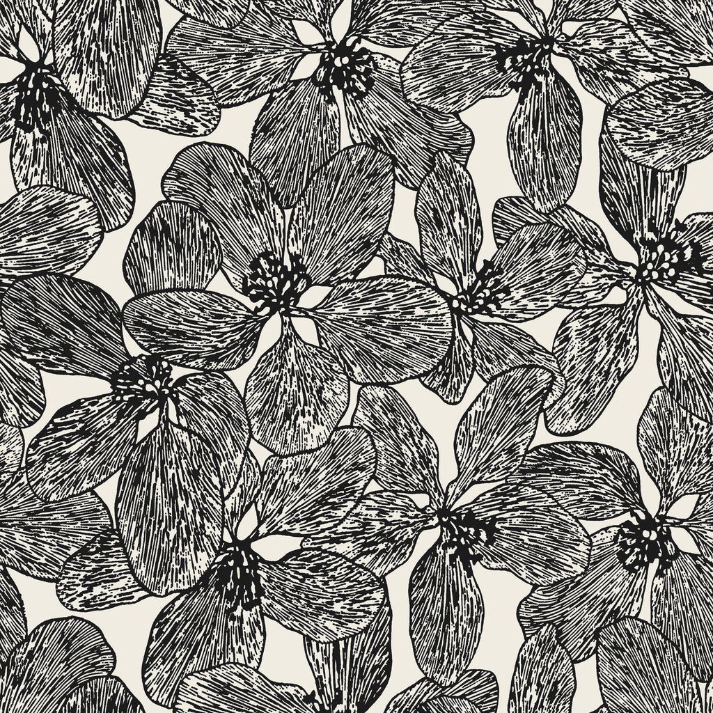 Island Orchid Black and White - Black and White Wallcovering | Thibaut