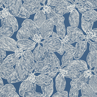 Island Orchid Navy - Navy Wallcovering | Thibaut