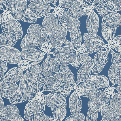 Island Orchid Navy - Navy Wallcovering | Thibaut