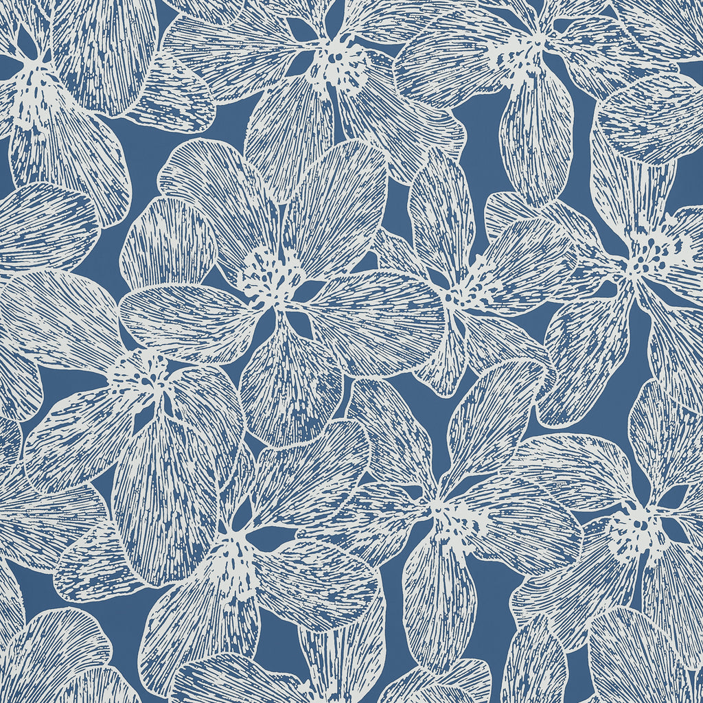 Island Orchid Navy - Navy Wallcovering | Thibaut