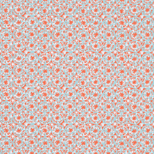 Sand Dollar Coral and Blue - Coral and Blue Wallcovering | Thibaut