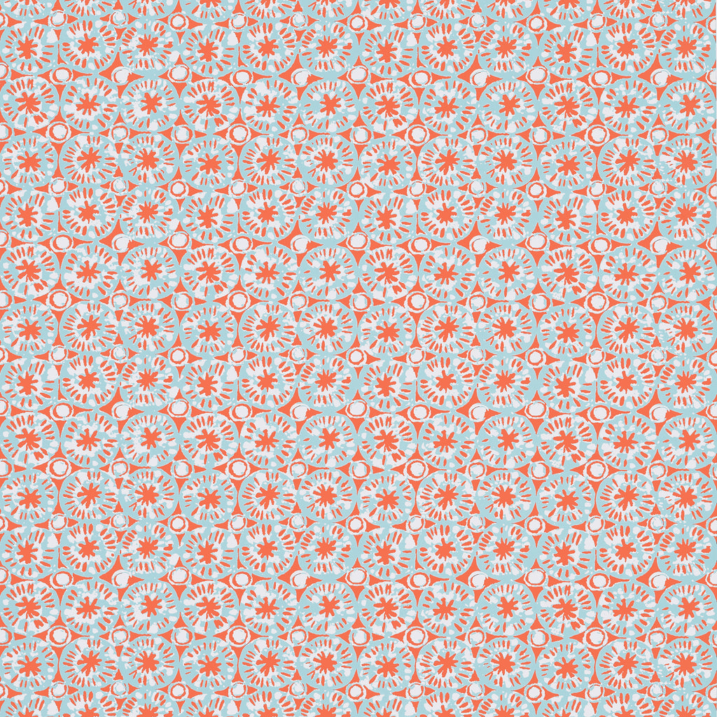 Sand Dollar Coral and Blue - Coral and Blue Wallcovering | Thibaut