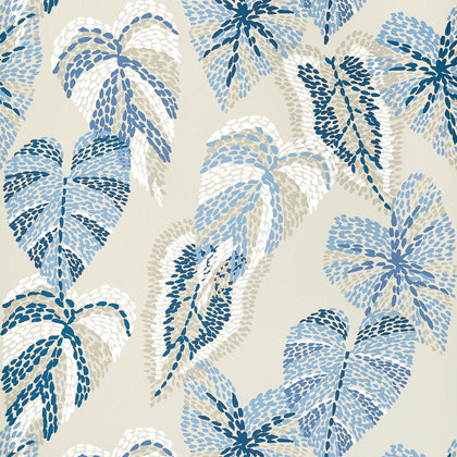 Delila Blue and Beige - Blue and Beige Wallcovering | Thibaut